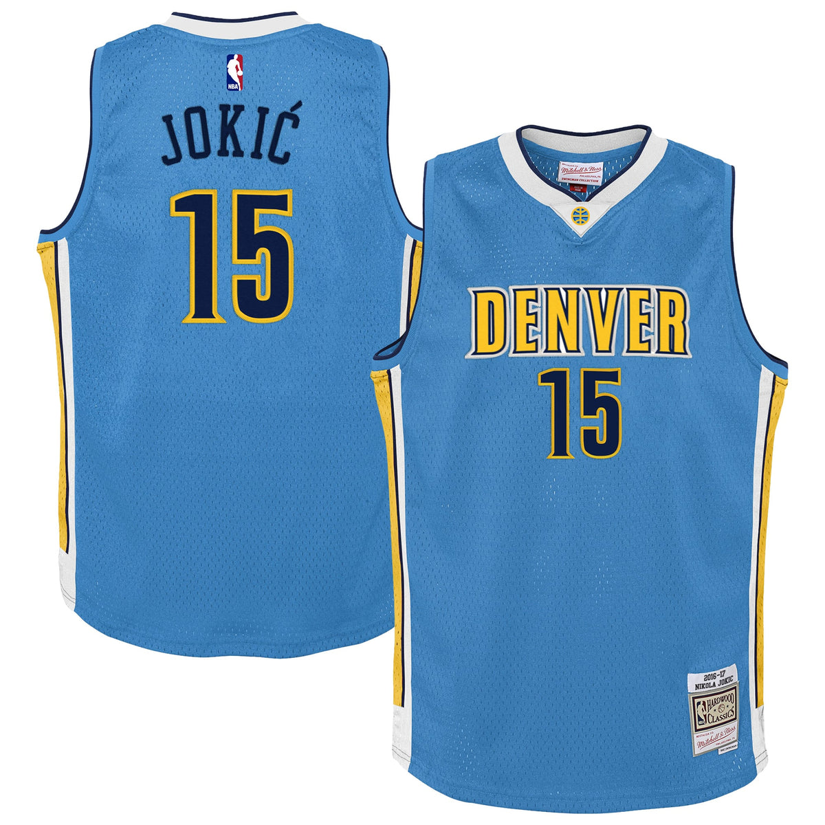 Youth Denver Nuggets Nikola Jokic Mitchell & Ness Light Blue 2016/17 Hardwood Classics Swingman Jersey