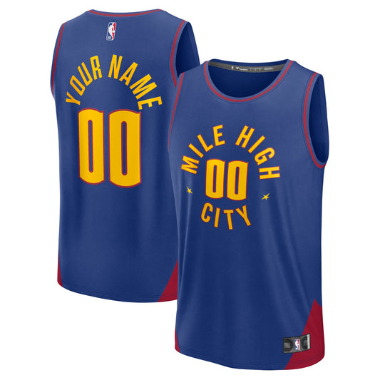 Men's Denver Nuggets Fanatics Blue Fast Break Custom Jersey - Statement Edition