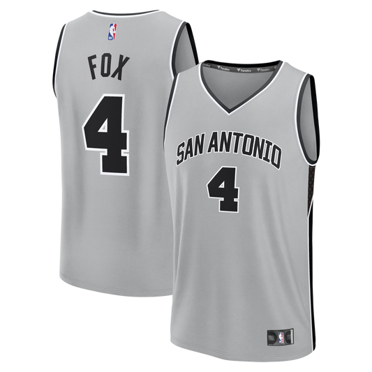 Men's San Antonio Spurs De'Aaron Fox Fanatics Silver Fast Break Jersey - Statement Edition