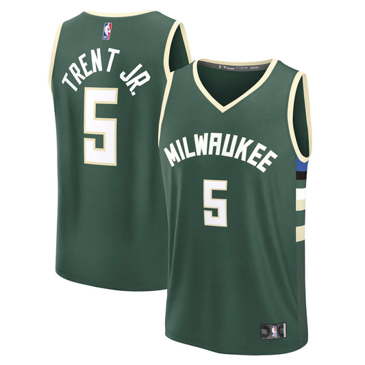 Men's Milwaukee Bucks Gary Trent Jr. Fanatics Hunter Green Fast Break Replica Player Jersey - Icon Edition
