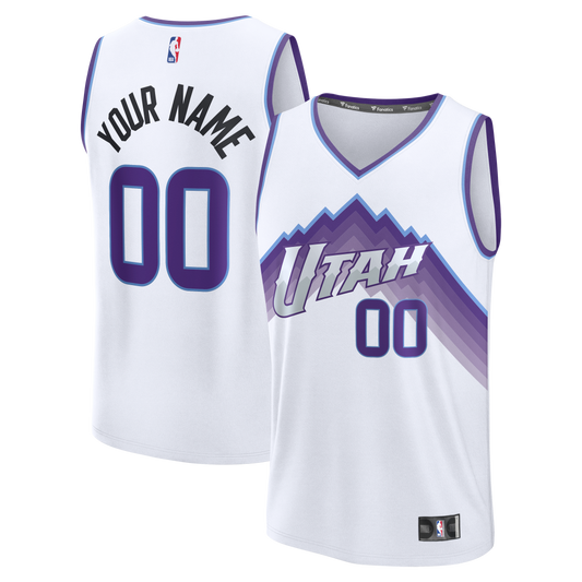 Men's Utah Jazz Fanatics White Fast Break Replica Custom Jersey - Association Edition