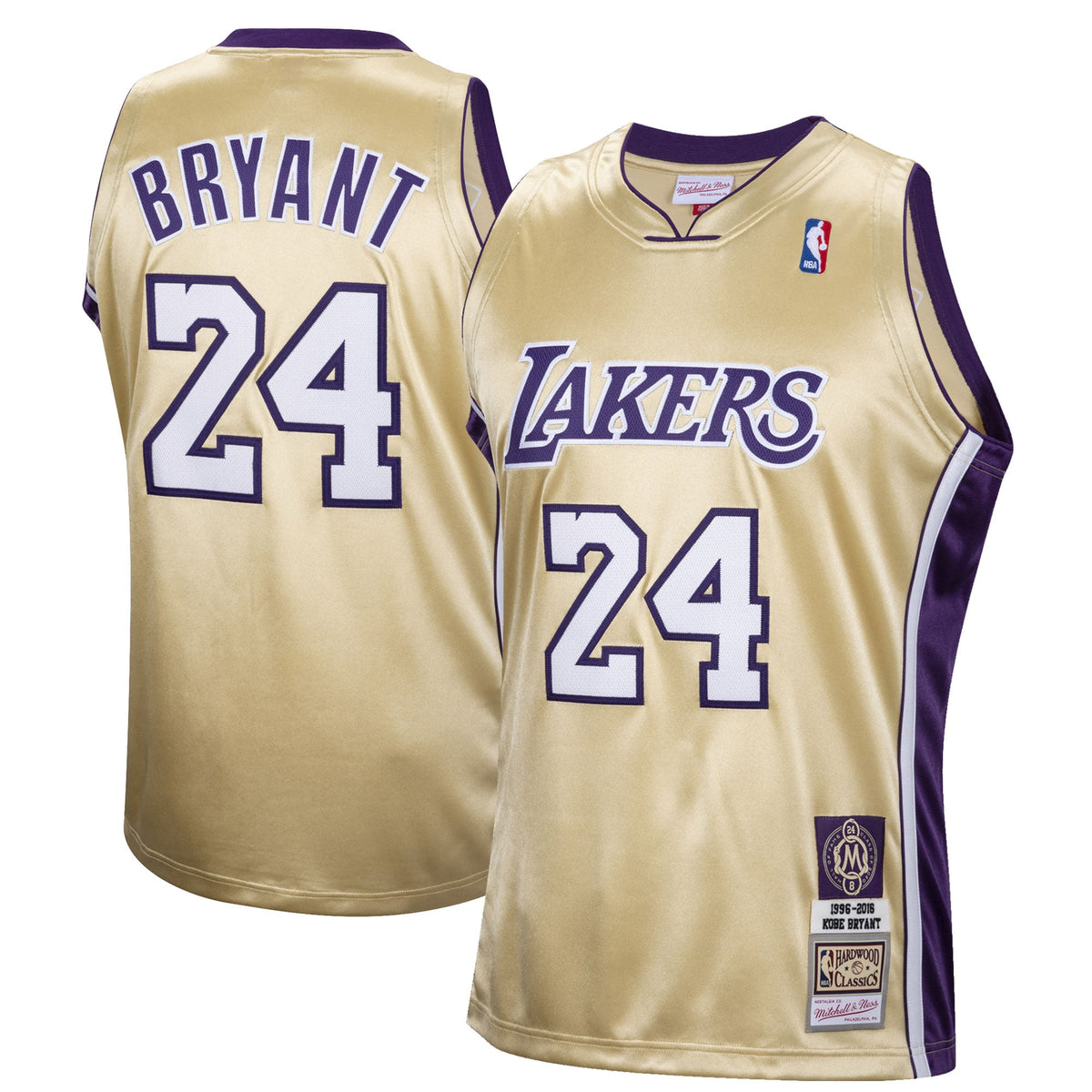 Men's Los Angeles Lakers Kobe Bryant Mitchell & Ness Gold Hall of Fame Class of 2020 #24 Authentic Hardwood Classics Jersey