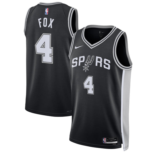 Unisex San Antonio Spurs De'Aaron Fox Nike Black Swingman Player Jersey - Icon Edition