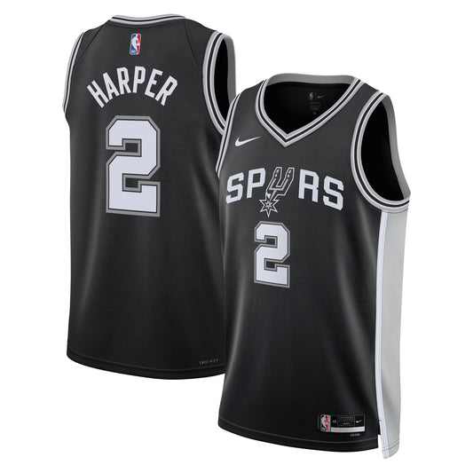 Unisex San Antonio Spurs Dylan Harper Nike Black 2025 NBA Draft First Round Pick Swingman Jersey - Icon Edition