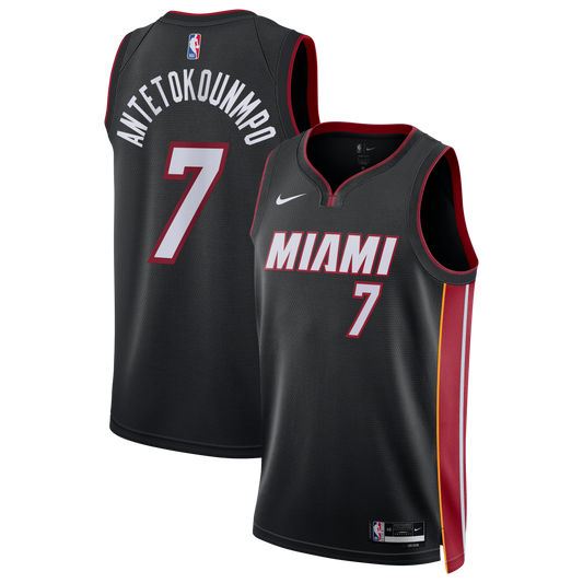 Unisex Miami Heat Giannis Antetokounmpo Nike Black Swingman Jersey - Icon Edition