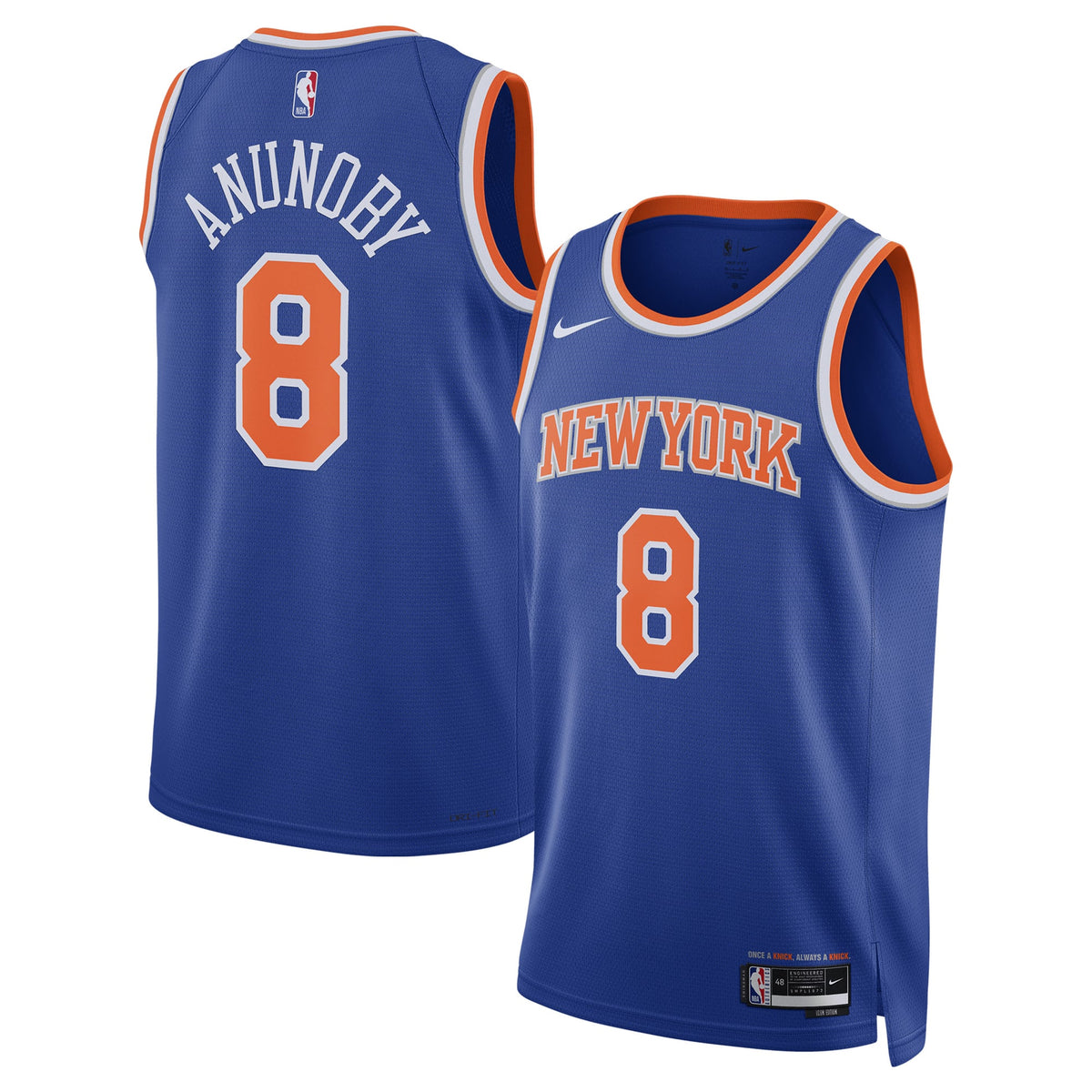 Unisex New York Knicks OG Anunoby Nike Blue Swingman Jersey - Icon Edition