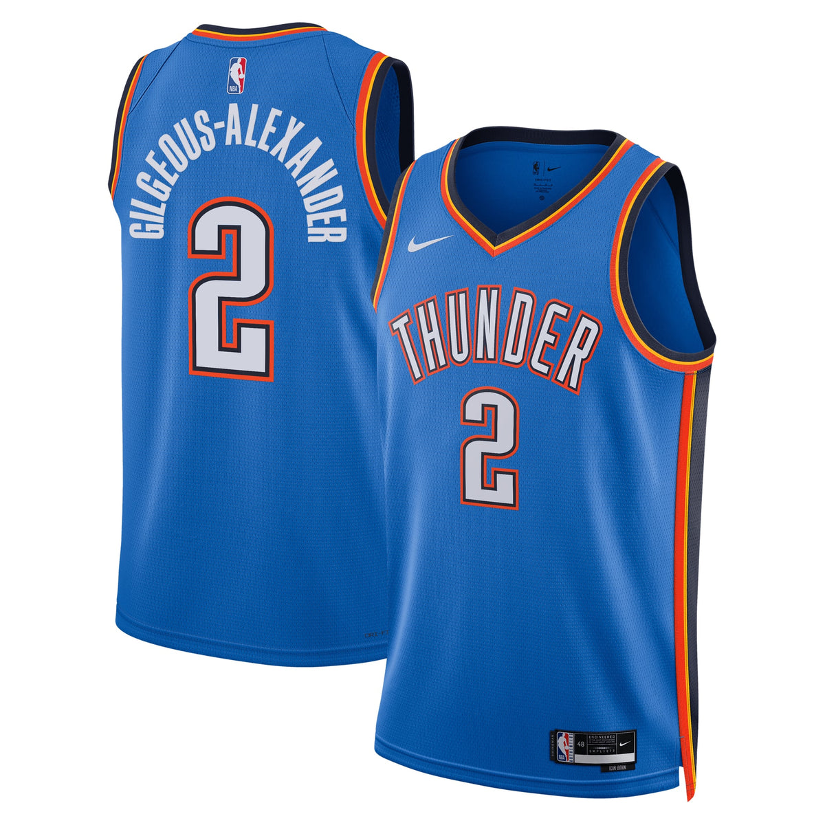Unisex Oklahoma City Thunder Shai Gilgeous-Alexander Nike Blue Badge Swingman Replica Jersey - Icon Edition