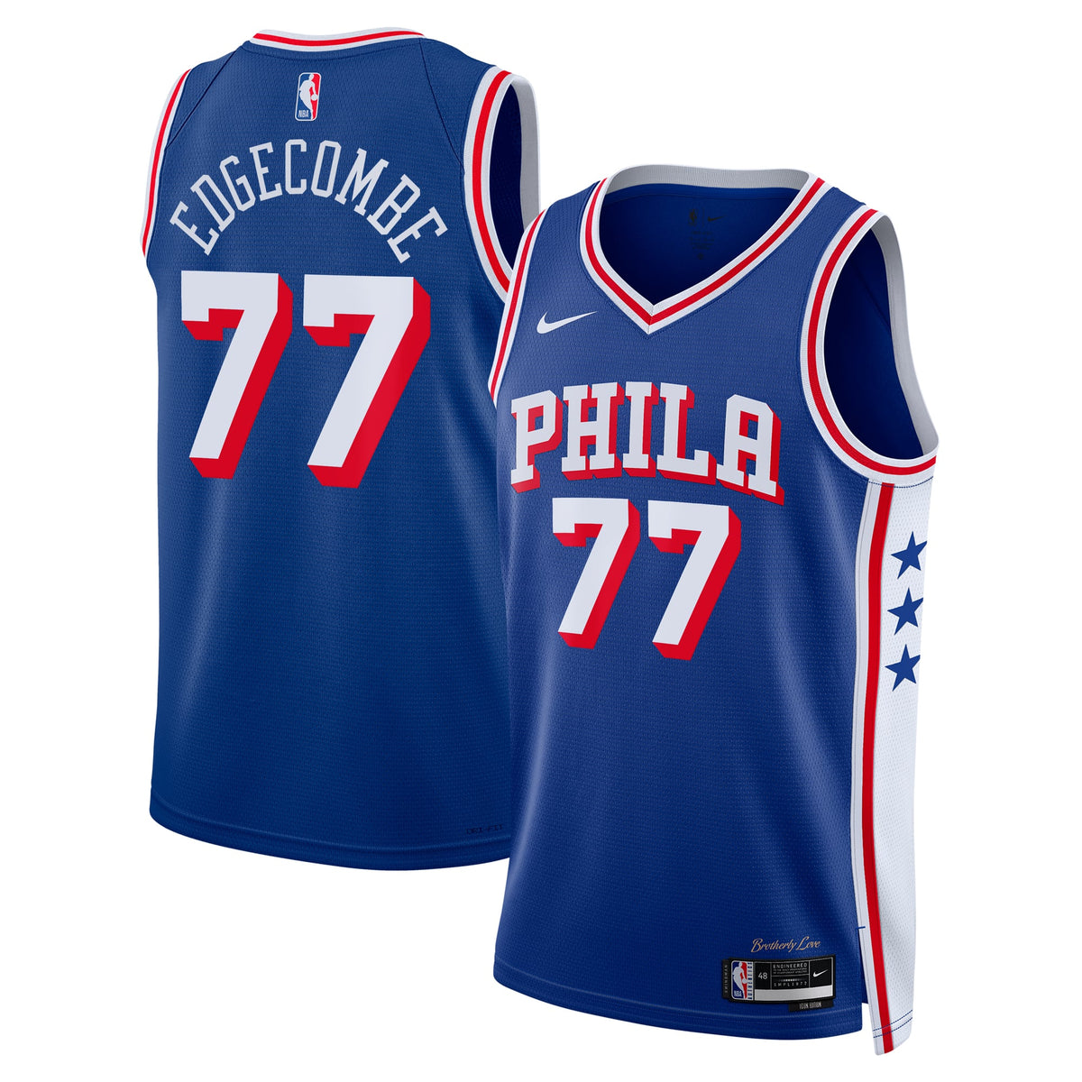 Unisex Philadelphia 76ers V. J. Edgecombe Nike Royal 2025 NBA Draft First Round Pick Swingman Jersey - Icon Edition