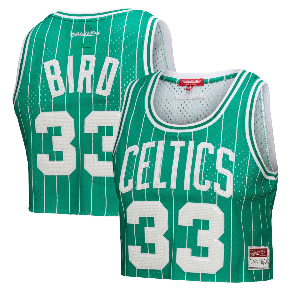 Women's Boston Celtics Larry Bird Mitchell & Ness x DANNIJO Kelly Green Fashion Cropped Basketball Jersey