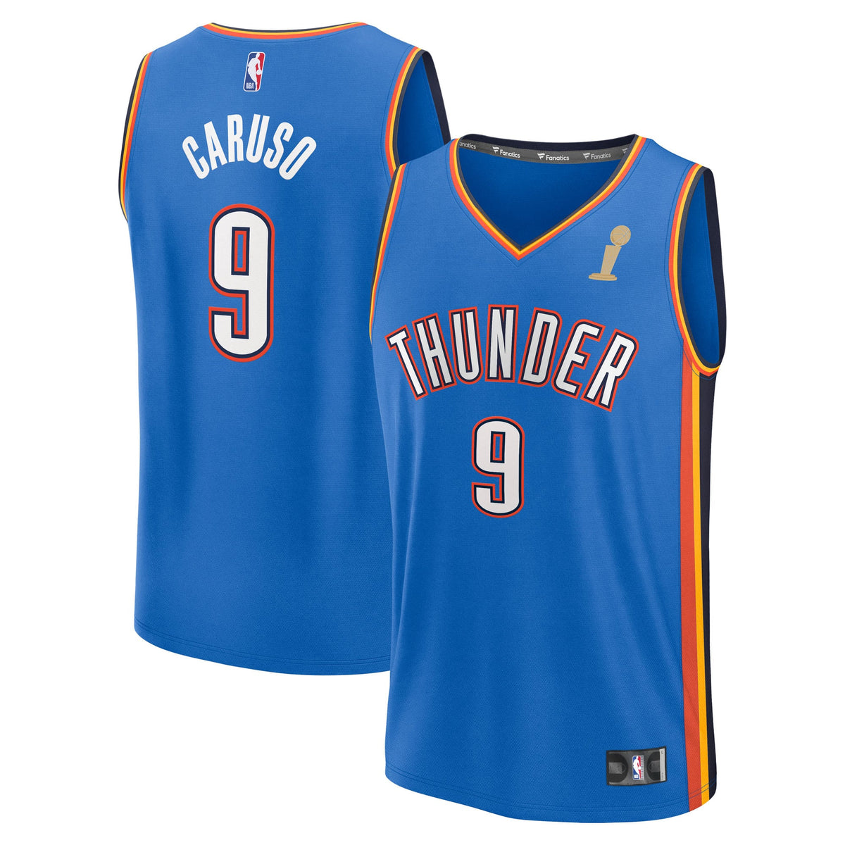 Youth Oklahoma City Thunder Alex Caruso Fanatics Blue 2025 NBA Finals Champions Fast Break Replica Player Jersey - Icon Editi