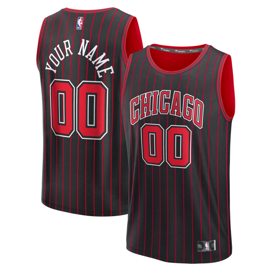 Youth Chicago Bulls Fanatics Black Fast Break Custom Jersey - Statement Edition