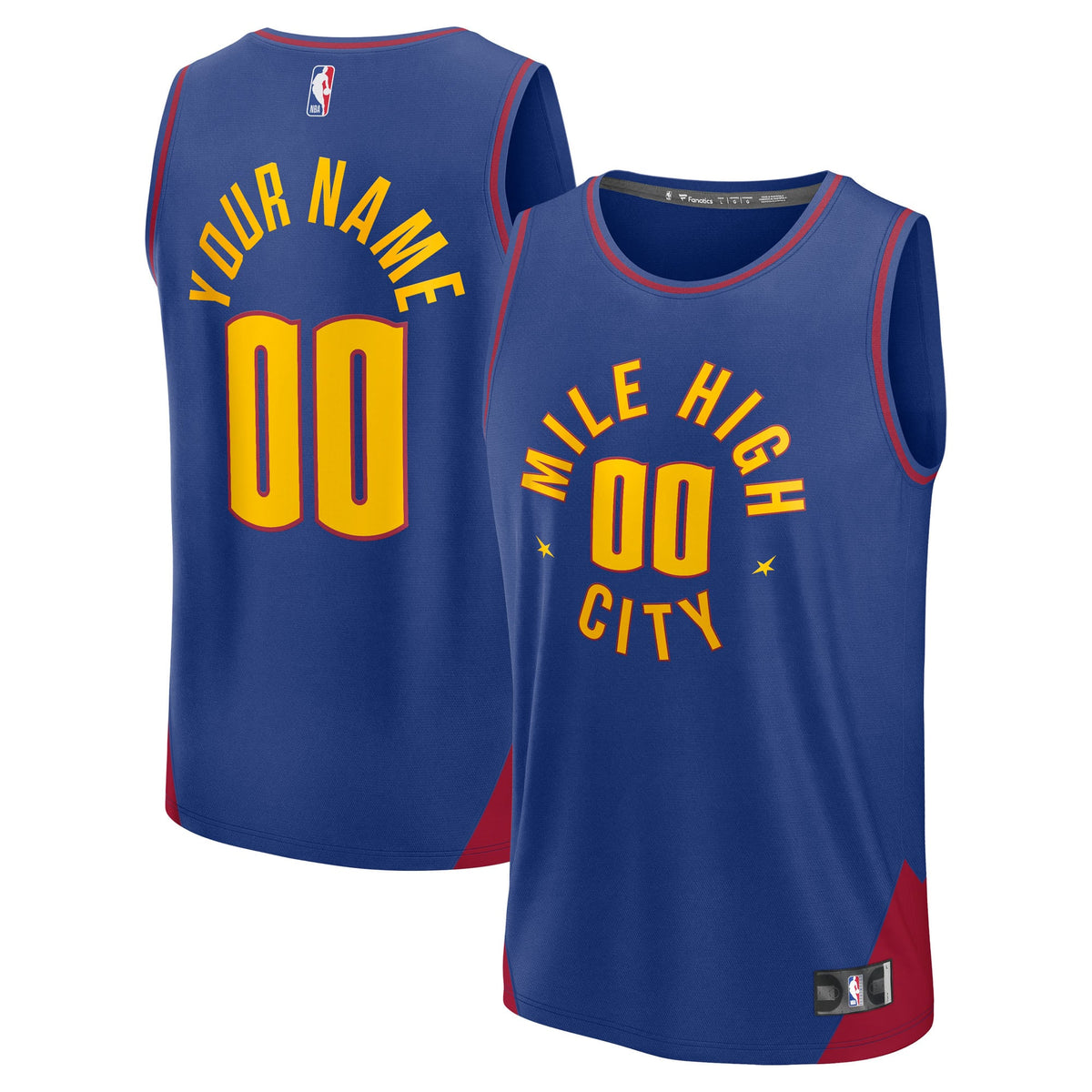Youth Denver Nuggets Fanatics Blue Fast Break Custom Replica Jersey - Statement Edition