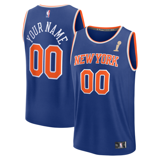 Youth New York Knicks Fanatics Blue 2026 NBA Finals Fast Break Custom Jersey - Icon Edition