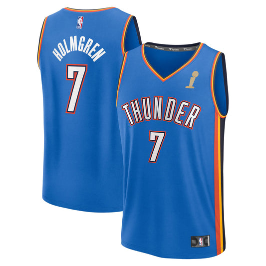 Youth Oklahoma City Thunder Chet Holmgren Fanatics Blue 2025 NBA Finals Champions Fast Break Replica Player Jersey - Icon Edi
