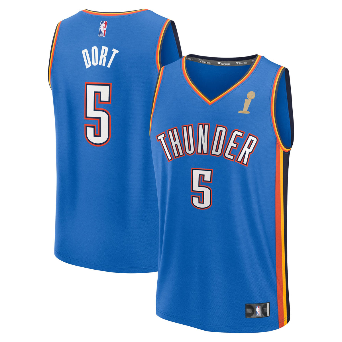 Youth Oklahoma City Thunder Luguentz Dort Fanatics Blue 2025 NBA Finals Champions Fast Break Replica Player Jersey - Icon Edi