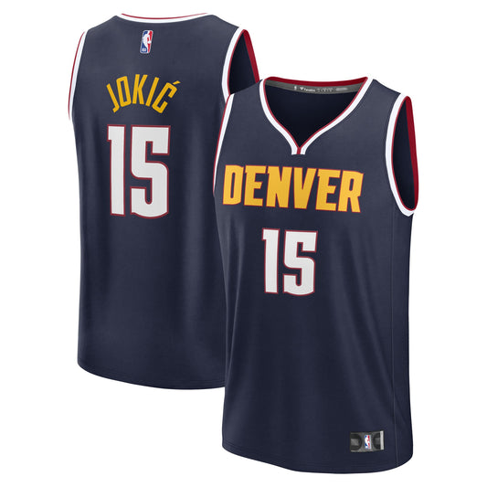 Youth Denver Nuggets Nikola Jokic Fanatics Navy Fast Break Replica Player Jersey - Icon Edition