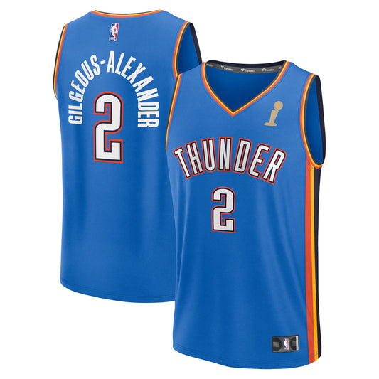 Youth Oklahoma City Thunder Shai Gilgeous-Alexander Fanatics Blue 2025 NBA Finals Champions Fast Break Replica Player Jersey 