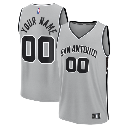 Youth San Antonio Spurs Fanatics Silver Fast Break Custom Jersey - Statement Edition