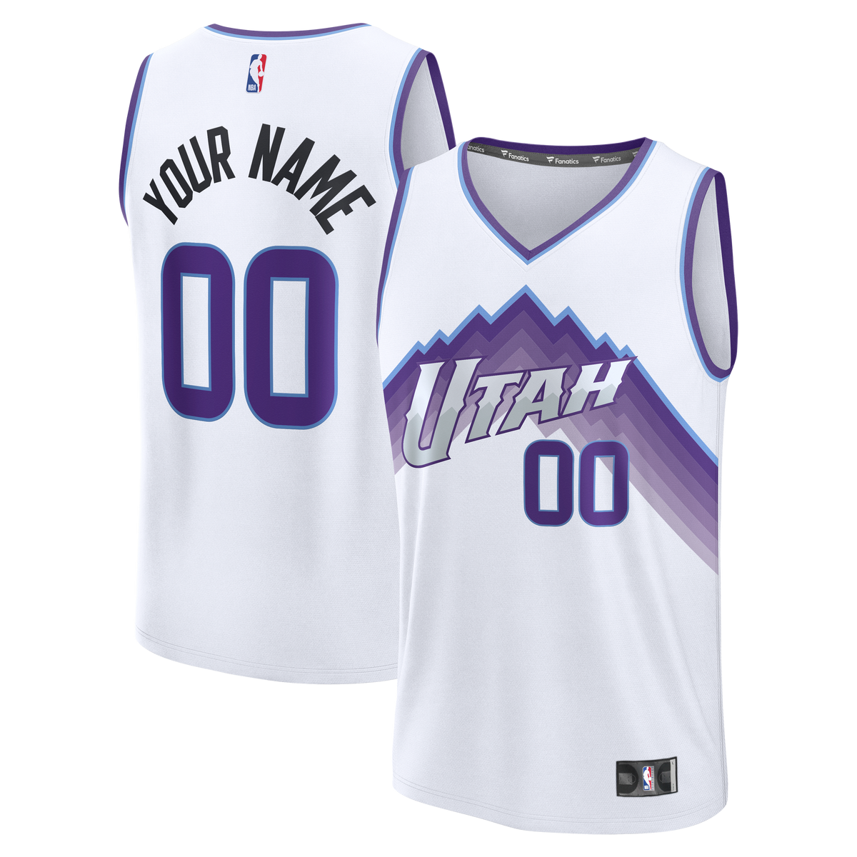 Youth Utah Jazz Fanatics White Fast Break Replica Custom Jersey - Association Edition