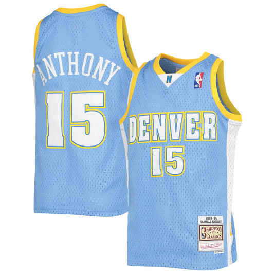 Youth Denver Nuggets Carmelo Anthony Mitchell & Ness Powder Blue 2003-04 Hardwood Classics Swingman Jersey