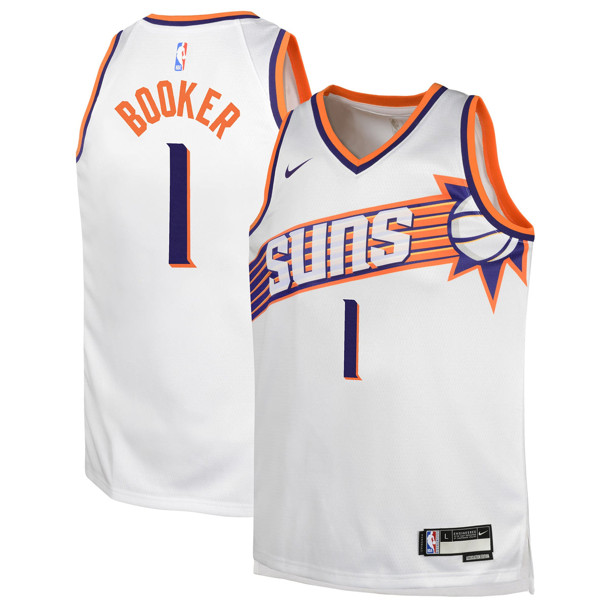 Youth Phoenix Suns Devin Booker Nike White Swingman Jersey - Association Edition